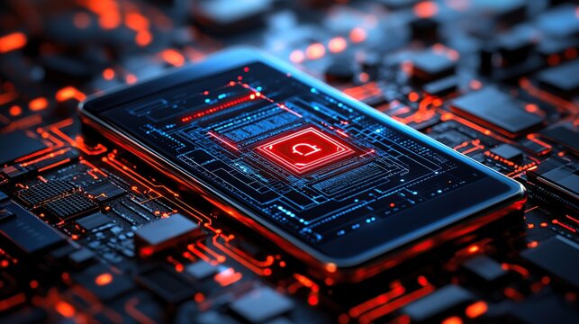 Smartphone security chip on circuit board