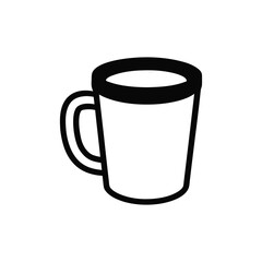 Simple black outline of a mug with a handle isolated on white background