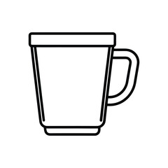 Simple outline drawing of a mug with a handle isolated on white background