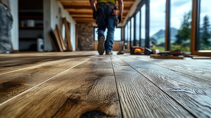 Wooden floor installation