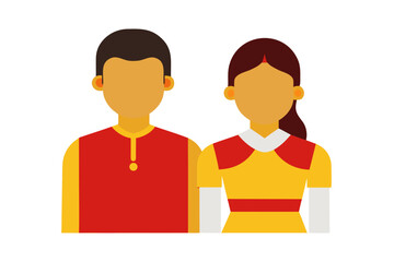 Couple Character Wearing Sri Lanka National Dress