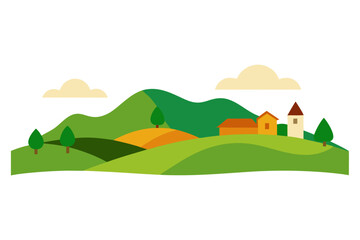 Hills In Background With Rural Settlement