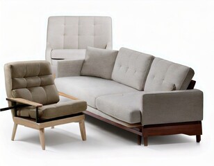  Modern furniture half set isolated on white background 