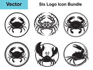 Premium Crab Logo Icon Bundle Flat Vector Marine Illustration