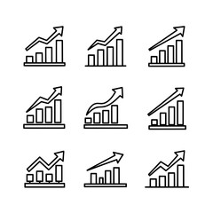 Fototapeta premium Set of line graph icons showing increasing data trends