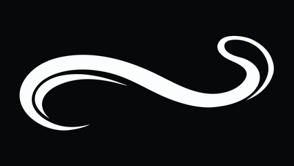 Elegant curved white line art design on a black background for branding and logos