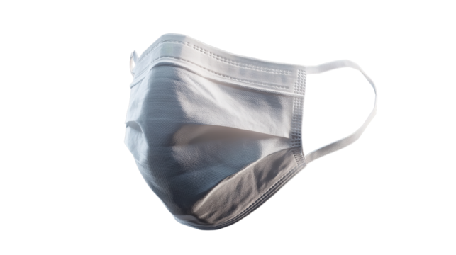 A crisp clean surgical mask stands ready as a frontline defender in these challenging times on transparent background