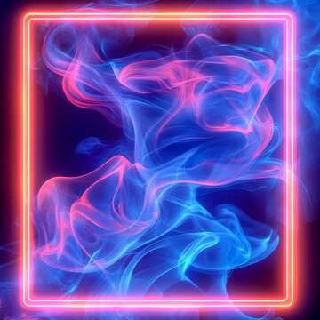 combining swirling smoke with fine digital ink trails set inside a neonlit futuristic border mysterious and isolated
