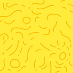 Yellow Abstract Line Seamless Pattern Vector. Abstract noodle pattern. Graphic spaghetti background with yellow ramen noodles. Isolated vector illustrations on white background. Italian pasta abstract