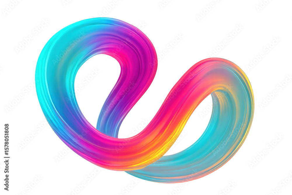 Aufkleber vibrant brush stroke forming a dynamic, wavy shape with a transparent background, perfect for adding