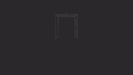Minimalist outline of an architectural entryway on a dark gray studio backdrop