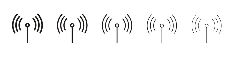 Antenna icon line art vector collection on white background