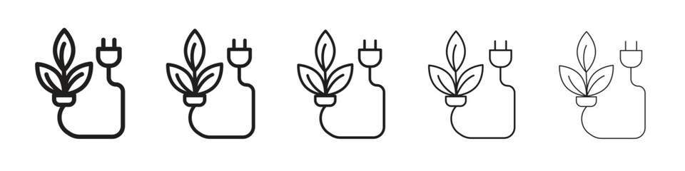 Biomass energy icon line art vector collection on white background