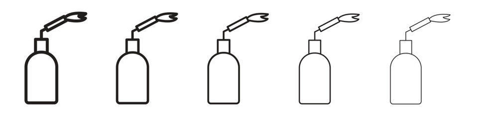 Blowtorch icon line art vector collection on white background