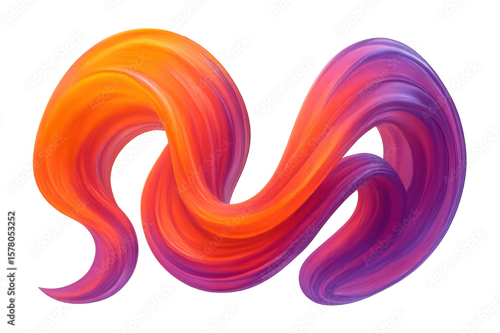 Aufkleber vivid orange and purple brush stroke creating a dynamic swirling pattern on a transparent background