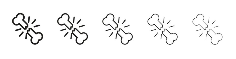 Broken bone icon line art vector collection on white background