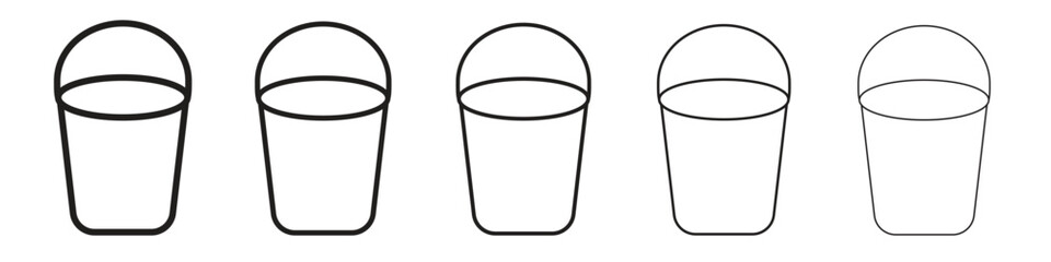 Bucket icon line art vector collection on white background