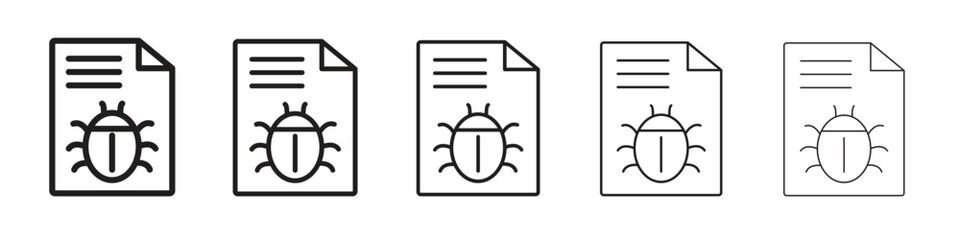 Bug report icon line art vector collection on white background