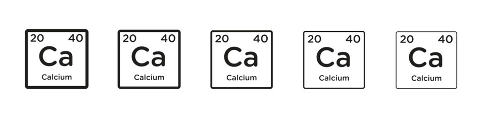 Calcium icon line art vector collection on white background