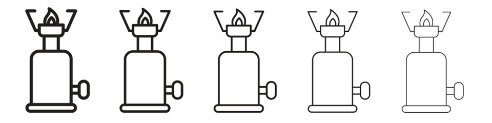 Camping gas icon line art vector collection on white background