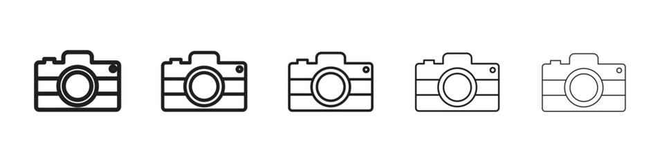 Camera icon line art vector collection on white background