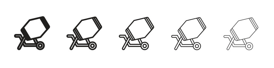 Cement mixer icon line art vector collection on white background