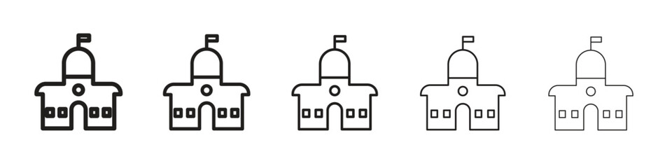 City hall icon line art vector collection on white background