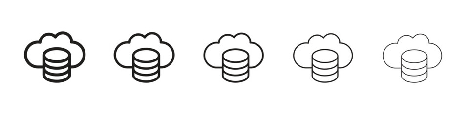 Cloud server icon line art vector collection on white background