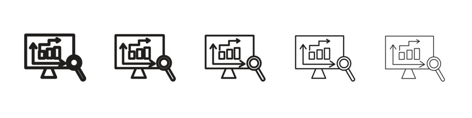 Data Analysing icon line art vector collection on white background