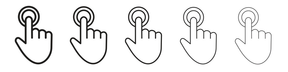 Finger control icon line art vector collection on white background