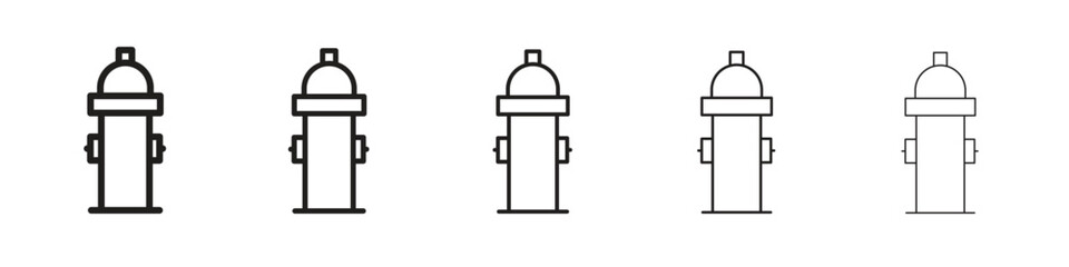 Fire hydrant icon line art vector collection on white background