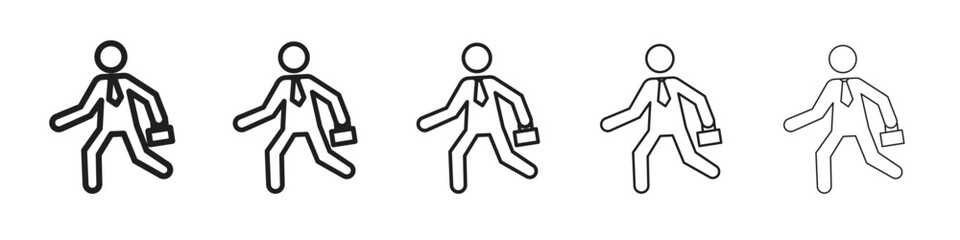 Going to work icon line art vector collection on white background