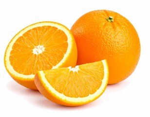 Sliced Orange with Citrus Segments Isolated on White