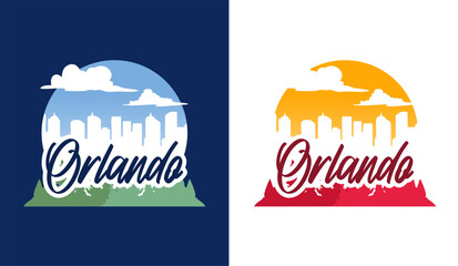 Orlando Florida with beautiful view silhouette