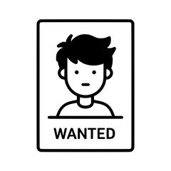Wanted Poster Icon with Young Person Face Outline