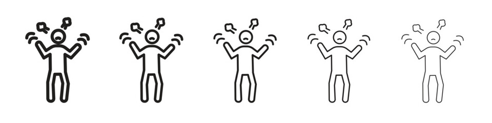 Fototapeta premium Irritated human icon line art vector collection on white background