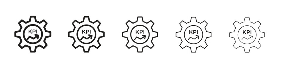 KPI icon line art vector collection on white background
