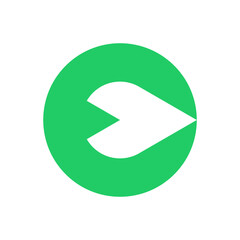 Letter E leaf simple negative space logo