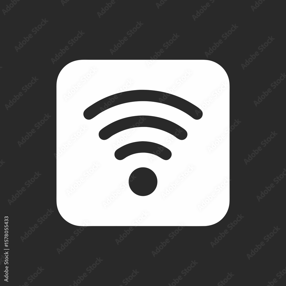Aufkleber simple white square icon displaying a wireless internet signal.