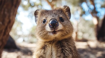Obraz premium Close-up of a playful young marsupial.