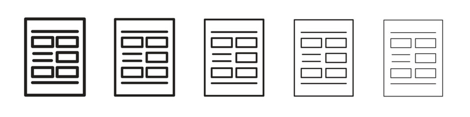 Mood board icon line art vector collection on white background