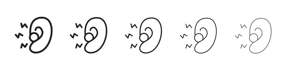 Otitis icon line art vector collection on white background