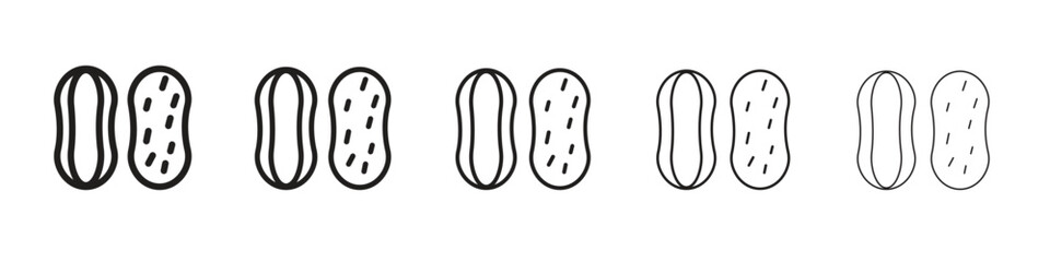 Peanut icon line art vector collection on white background