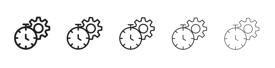 Productivity icon line art vector collection on white background