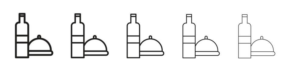 Room service icon line art vector collection on white background