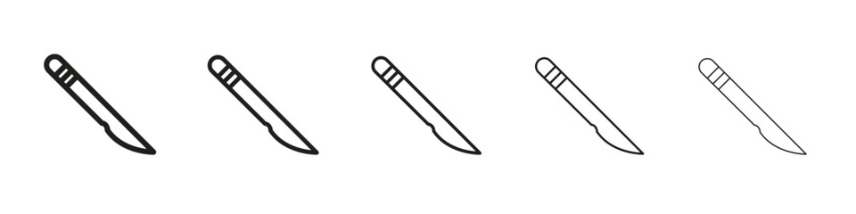 Scalpel icon line art vector collection on white background