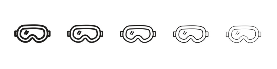 Snow Goggle icon line art vector collection on white background