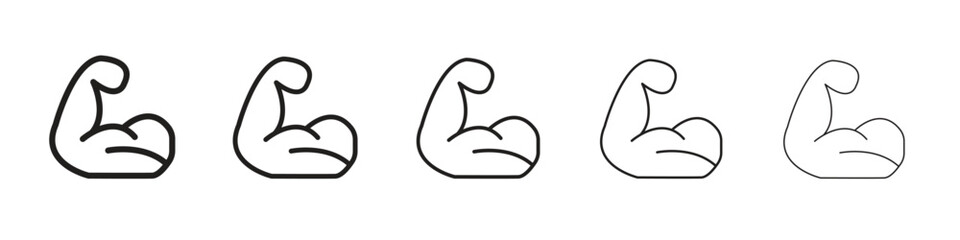 Strong arm icon line art vector collection on white background