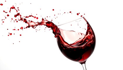 red wine swirling in glass create dynamic splash.