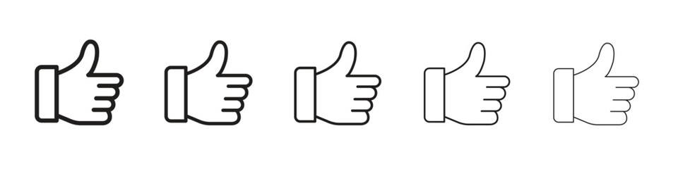 Thumb up icon line art vector collection on white background